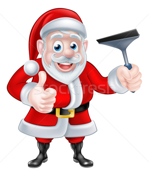 Cartoon Santa Giving Thumbs Up and Holding Squeegee Stock photo © Krisdog