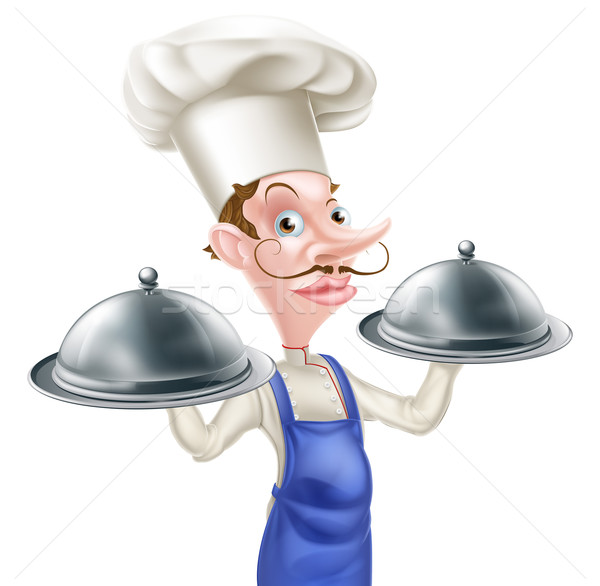 Platter Chef Cartoon Stock photo © Krisdog