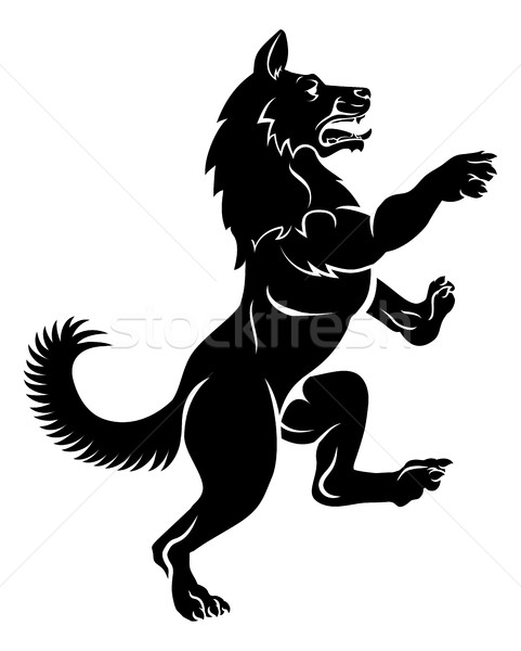 Wolf or Dog in Rampant Heraldic Coat of Arms Pose Stock photo © Krisdog