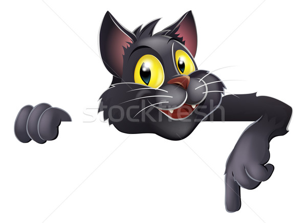 Halloween gato negro Cartoon dibujo negro gato Foto stock © Krisdog