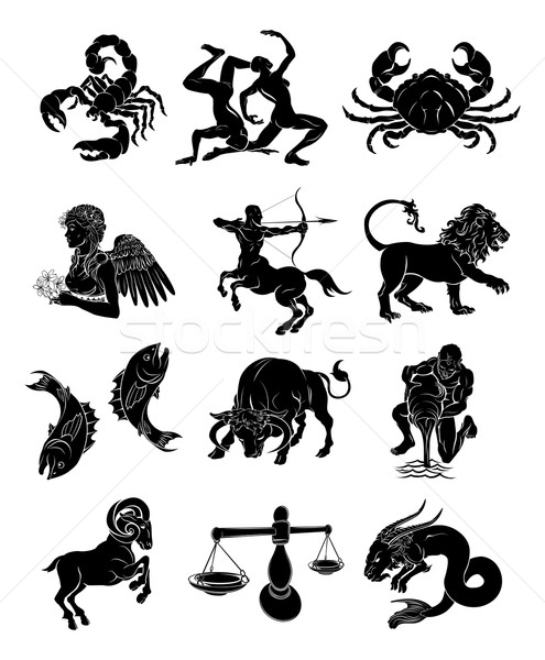 Dierenriem horoscoop astrologie borden twaalf kanker Stockfoto © Krisdog