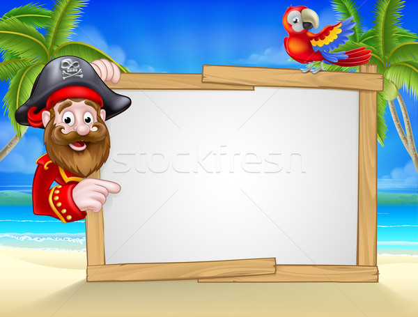 Cartoon пиратских пляж дружественный тропические пальмами Сток-фото © Krisdog