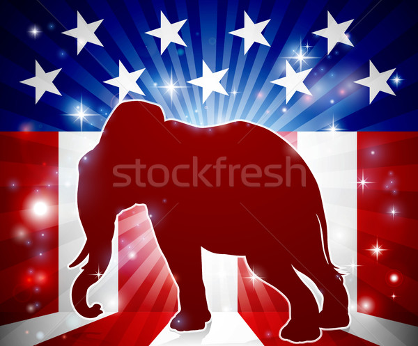 Słoń republikański polityczny maskotka sylwetka amerykańską flagę Zdjęcia stock © Krisdog