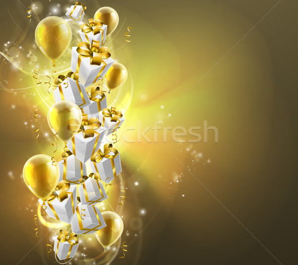 Goud ballonnen geschenken presenteert abstract groot Stockfoto © Krisdog