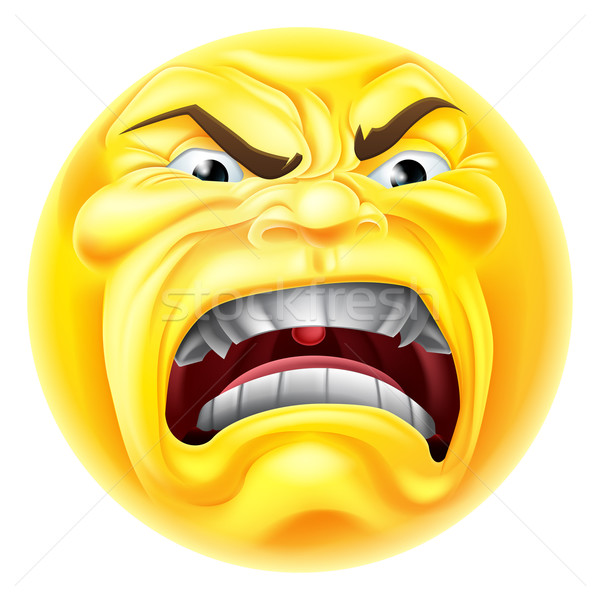 Böse Emoticon Symbol Karikatur schauen wütend Stock foto © Krisdog