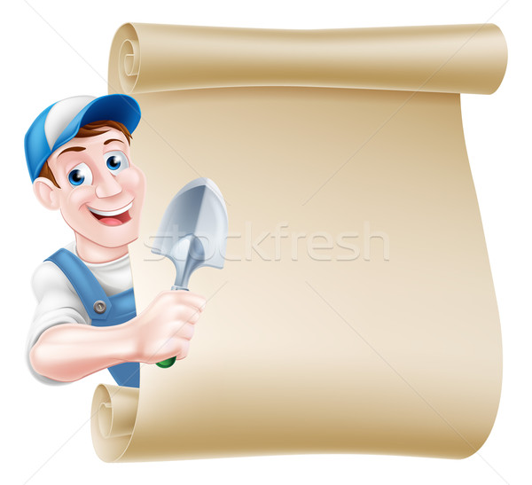 Cartoon Gardener Trowel Scroll Stock photo © Krisdog