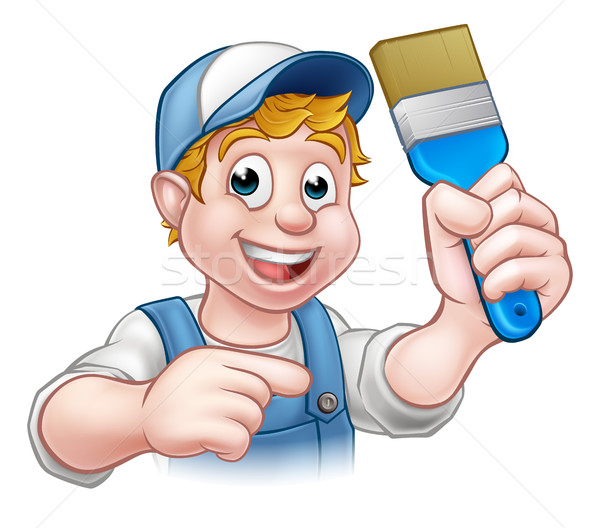 Painter Decorator Handyman Cartoon Character Stock photo © Krisdog