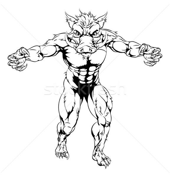 Boar man drawing Stock photo © Krisdog