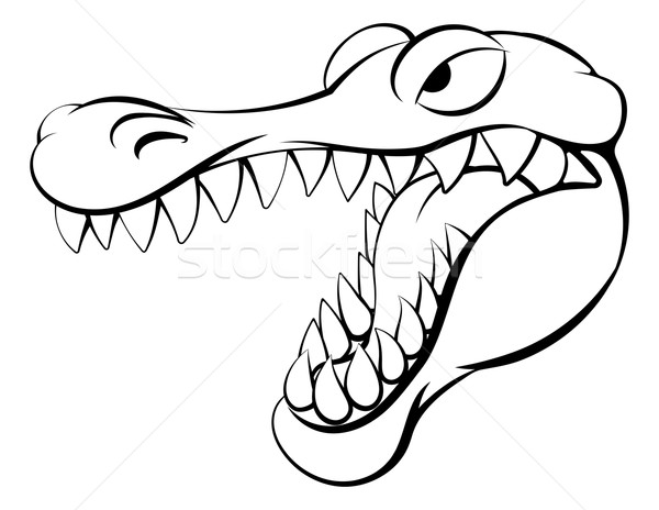 Alligator Krokodil Zeichentrickfigur Gesicht Sport Kunst Stock foto © Krisdog