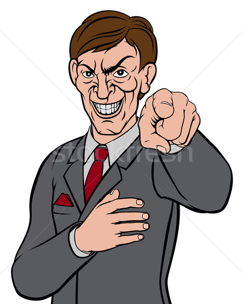 Stock photo: Evil Pointing Business Man