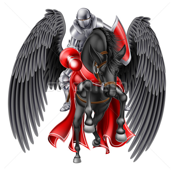Cavaler medieval negru mitologic cal Imagine de stoc © Krisdog