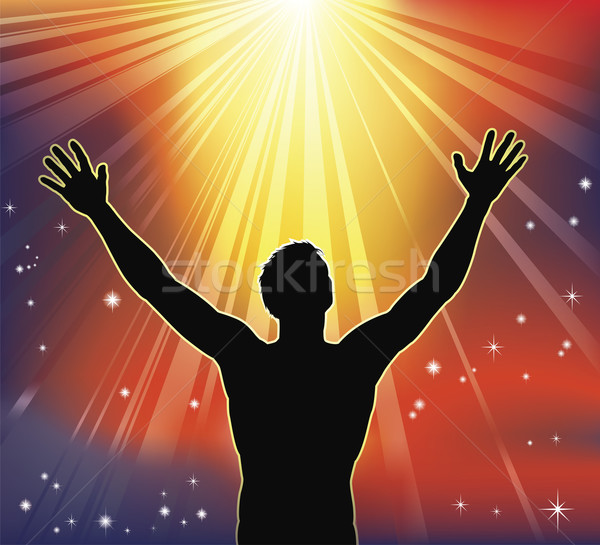 Spirituális öröm férfi karok a magasban menny illusztráció Stock fotó © Krisdog