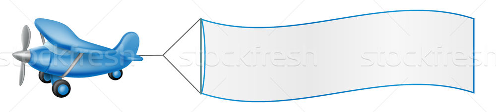 Avião bandeira ilustração desenho animado azul Foto stock © Krisdog
