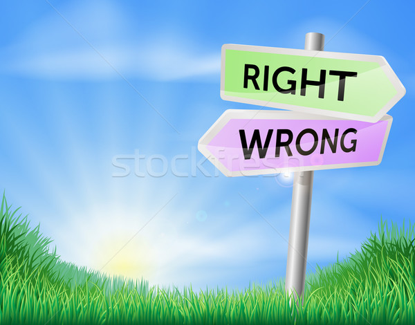 Right way wrong way sign concept Stock photo © Krisdog