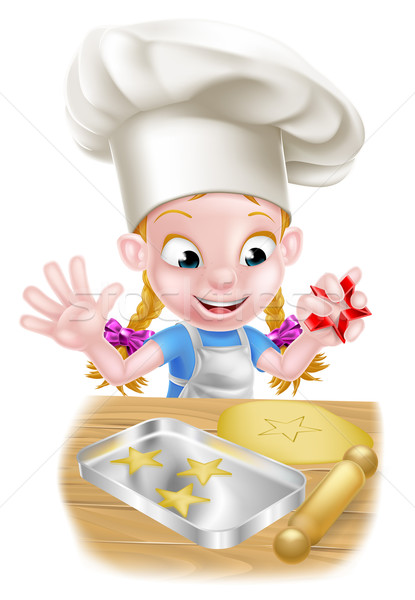 Cartoon Chef Girl Baking  Stock photo © Krisdog