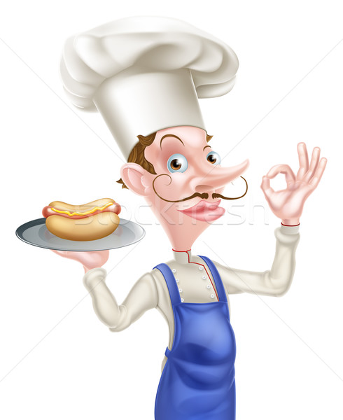 Chef hotdog perfect teken illustratie Stockfoto © Krisdog