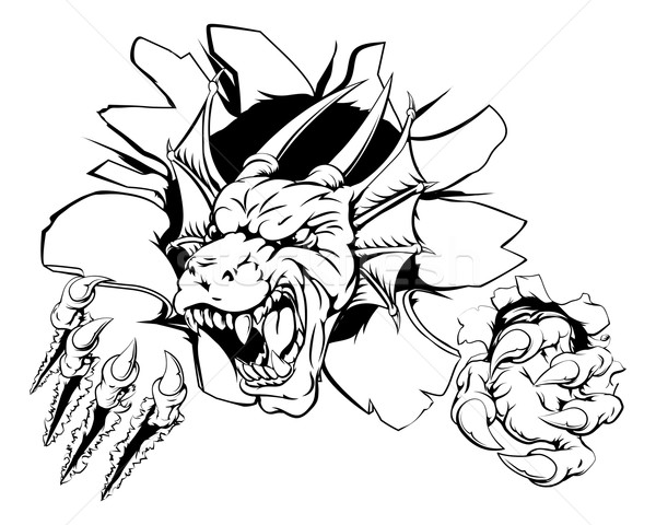 Angry dragon sports mascot Stock photo © Krisdog