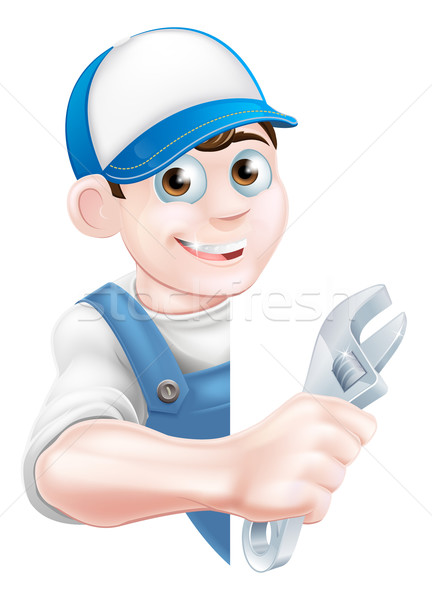 Plumber Mechanic Cartoon Man Stock photo © Krisdog