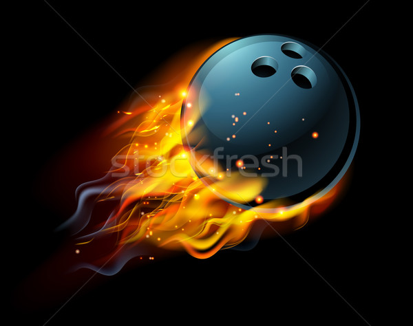 Foto stock: Llameante · bola · de · bolos · fuego · vuelo · aire · deporte