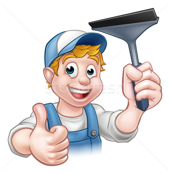 Window Cleaner Holding Squeegee Stock photo © Krisdog