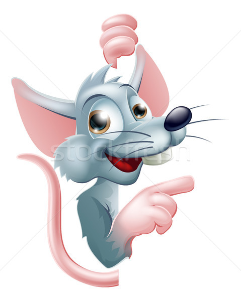 Cartoon szczur wskazując podpisania ilustracja szary Zdjęcia stock © Krisdog