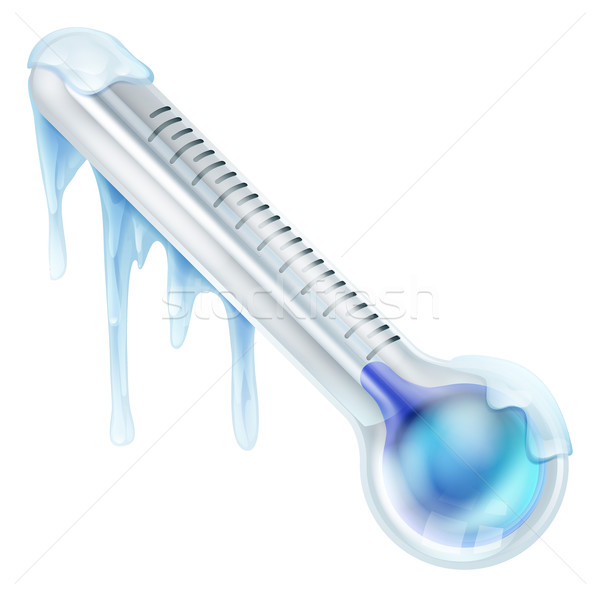 Kalten eingefroren Thermometer Illustration niedrig Temperatur Stock foto © Krisdog