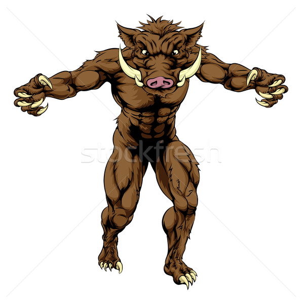 Mean boar mascot Stock photo © Krisdog