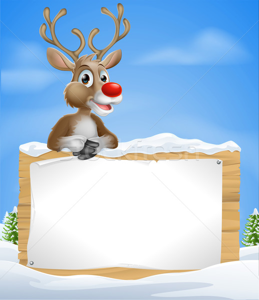 Cartoon Christmas Reindeer Sign Stock photo © Krisdog