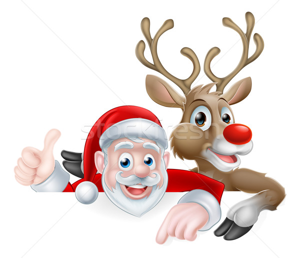 Cartoon Santa and Reindeer Stock photo © Krisdog