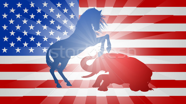 アメリカン 選挙 ロバ 象 シルエット ストックフォト © Krisdog