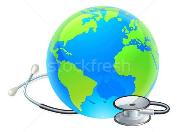 Stethoskop Erde Welt Welt Gesundheit Illustration Stock foto © Krisdog