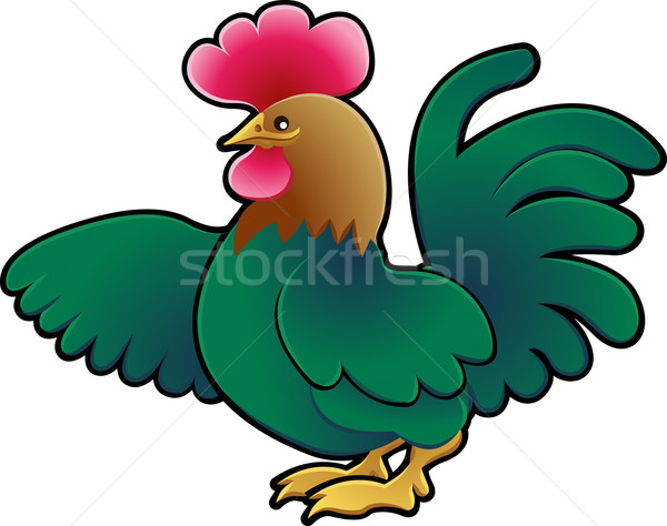 Cute Rooster Farm Animal Vector Illustration Stock photo © Krisdog