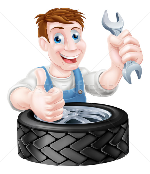 Tyre and Spanner Mechanic Stock photo © Krisdog