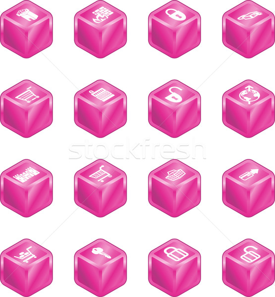 Stock photo: Security and E-Commerce Cube Icon Set Series