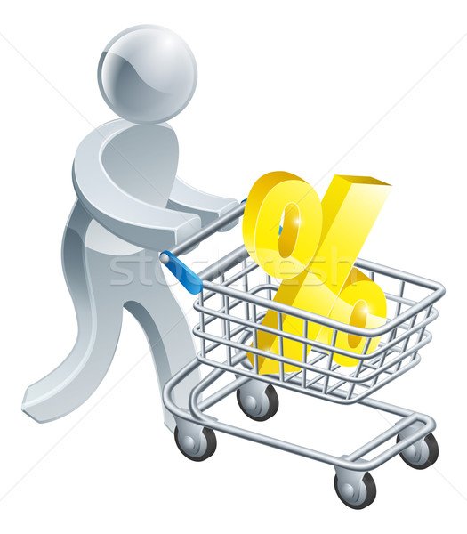 Person pushing trolley with percentage sign Stock photo © Krisdog