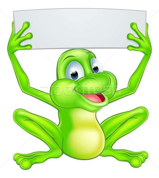 Cartoon Frog Holding Sign Stock photo © Krisdog