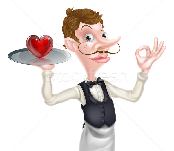 Inimă chelner perfect semna ilustrare desen animat Imagine de stoc © Krisdog
