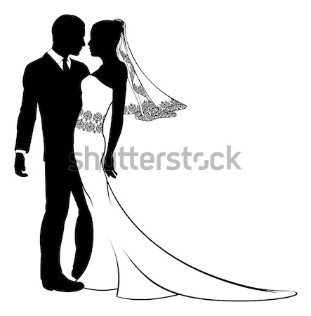 Wedding Silhouette Bride and Groom Stock photo © Krisdog