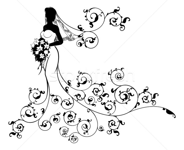 Bride Bouquet Wedding Silhouette Concept Stock photo © Krisdog