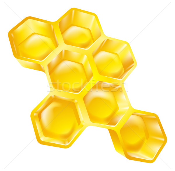 [[stock_photo]]: En · nid · d'abeille · illustration · abeilles · cire · plein · délicieux