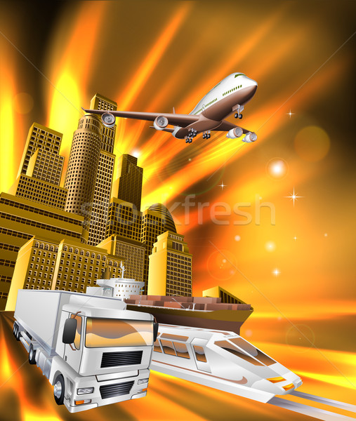 Ville logistique livraison graphique illustration camion [[stock_photo]] © Krisdog