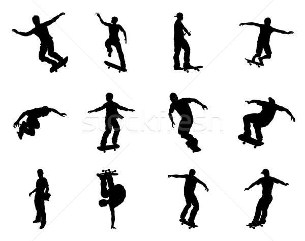 Skateboarder silhouettes Stock photo © Krisdog
