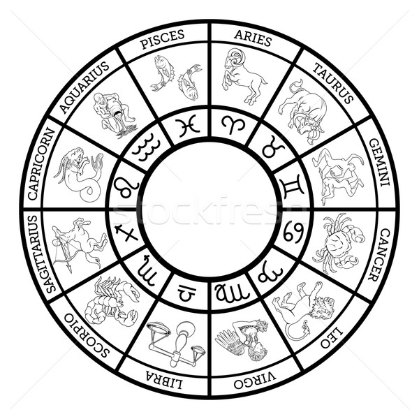 Zodiak podpisania horoskop ikona dwanaście znaki Zdjęcia stock © Krisdog