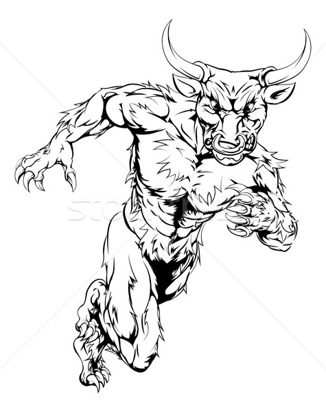 Minotaur bull sports mascot running Stock photo © Krisdog
