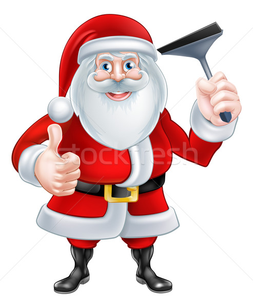Cartoon Santa Holding a Squeegee Stock photo © Krisdog