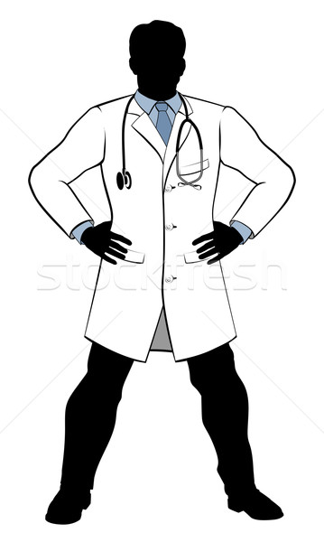 Héros médecin silhouette héroïque regarder posent Photo stock © Krisdog