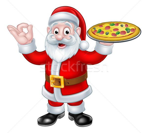 Santa Claus Pizza Christmas Cartoon Character Stock photo © Krisdog