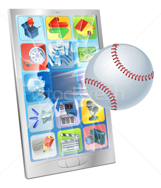 Baseball ball flying out of cell phone Stock photo © Krisdog