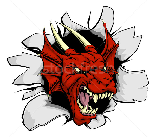 Czerwony smoka na zewnątrz rysunek potwora papieru Zdjęcia stock © Krisdog