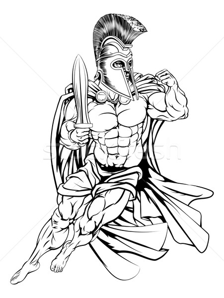 Trojan espartano ilustración muscular fuerte fondo Foto stock © Krisdog
